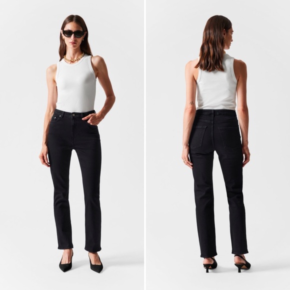 PARIS ATELIER & Other Stories Slim Cut High Rise Straight Leg Jean Black Size 29 - Picture 1 of 16